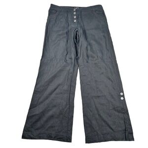 Women's Wide-Leg Button-Detail Pants - Black